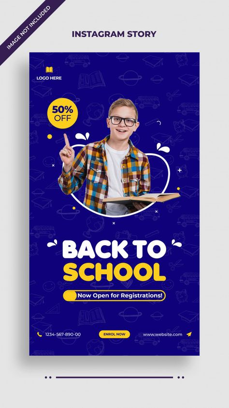 Back to school instagram and facebook po... | Premium Psd #Freepik #psd #school School Instagram, School Advertising, Education Banner, Education Poster Design, Graphic Design Flyer, Social Media Poster, Social Media Design Inspiration, Social Media Services, Banner Template Design