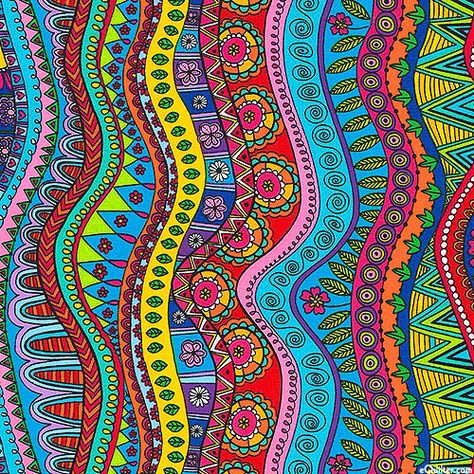 eQuilter Color Me - Doodle Coloring Stripe - Rainbow Fineliner Art Doodles, Fineliner Art, Zen Doodle Patterns, Art Doodles, Artsy Design, Learn Watercolor, Mandala Design Pattern, Doodle Coloring, Fractal Design