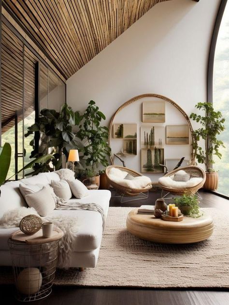 Interior Design Boho Style, Modern Bohemian Aesthetic, Natural Aesthetic Home Decor, Organic Bohemian Decor, Bohemian Lounge Decor, Organic Style Living Room, Bohemian House Decor Living Room, Organic Natural Decor Living Room, Coastal Organic Decor