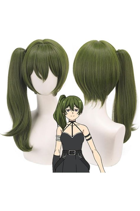 Anime Mage Ãœbel Ubel Wig Dark Green Short Base with a Side Ponytail Party Hair Halloween Cosplay Props Accessory Ponytail Party, Green Ponytail, Clip On Ponytail, Hair Halloween, Side Ponytail, Clip In Ponytail, Party Hair, Cosplay Props, Party Hairstyles