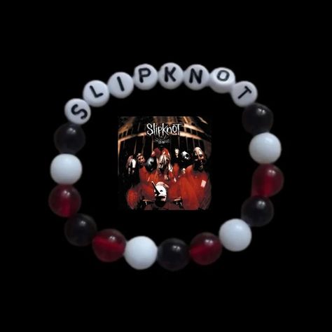 Vinted:alexkurek111 Slipknot Bracelet, Bracelets Kandi, Pony Bead Bracelets, Kandi Inspo, Kandi Ideas, Kandi Bracelets, Bracelet Inspo, Beads Bracelet Design, Emo Fashion