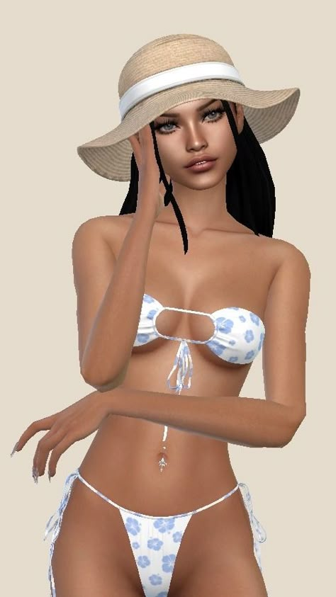 obsessed with maya’s beach fit 🦋 • bikini | hat credit to @backtrack-cc and @rimings <333 Belaoallure Cc Sims 4, Sims 4 Cc Bathing Suit Women, Sims4 Bathing Suits, Sims 4 Cc Women Bikinis, Sims 4 Clothes Swimwear, Sims 4 Cc One Piece Swimsuit, The Sims 4 Bathing Suit Cc, Sims 4 Female Swimsuit Cc, Sims 4 Sun Hat Cc