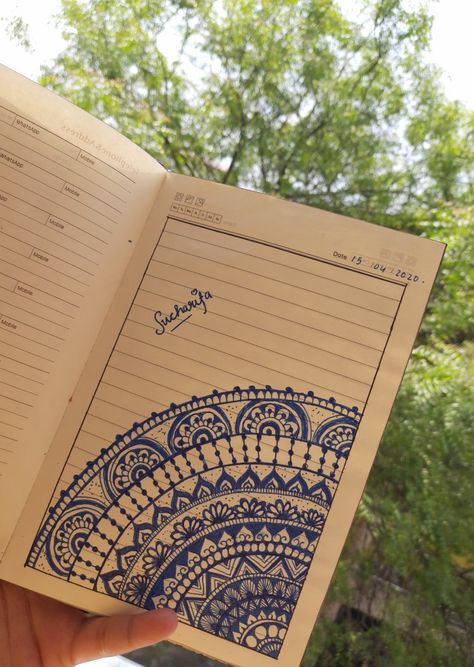 Its a beautiful and easy mandala with only a simples A8 size nb and a blue ink pen. Small Diary, Blue Ink Pen, Easy Mandala, Blue Pen, Cross Stitch House, Simple Mandala, Ink Pen, Blue Ink, Mandala Design