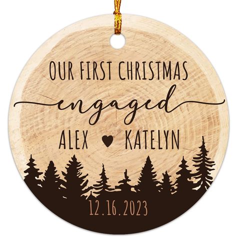 First Christmas Engaged Ornament, Couples Custom, Engagement Christmas Ornament, First Christmas Engaged, Engaged Ornament, Couples Gifts, Engagement Ornaments, First Christmas Married, Newly Engaged Couple