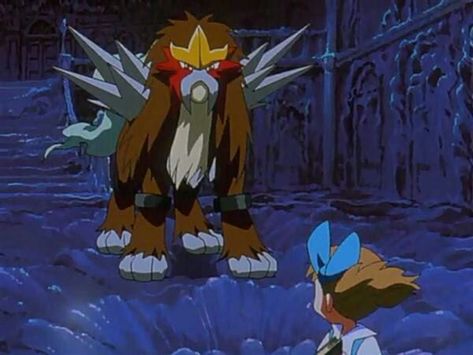 Pokemon Movie 3: Spell Of The Unown: Entei Pokémon Scenery, Pokemon Entei, Entei Pokemon, Pokemon Movie, Dog Pokemon, Pokémon Diamond And Pearl, Pokemon Firered, Pokemon Movies, Pokemon Pocket