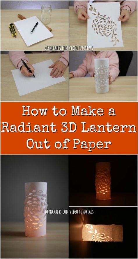 How to Make a Radiant 3D Lantern Out of Paper - If you are looking for a way to create a beautiful and unique lantern, you will love my latest project! Using only paper, I teach you how to create a stunning lantern with a 3D flower effect. The result looks complicated, but the project is so simple. Check out the video to make your own. #decoration #diy #crafts #paper #project #lantern Amy Maricle, Diy Paper Lanterns, Paper Lanterns Diy, Diy Lampe, Crafts For Teens To Make, Diy Lanterns, Paper Diy, Recycled Projects, Diy Fairy