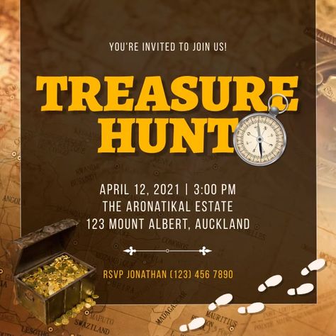 530+ treasure hunt Customizable Design Templates | PosterMyWall Treasure Hunt Map Design, Treasure Hunt Invitation, Treasure Hunt Poster Design, Treasure Hunt Poster, Playground Scavenger Hunt, Treasure Hunt Party, Treasure Hunt Map, Pirate Themed Party, Scavenger Hunt Party