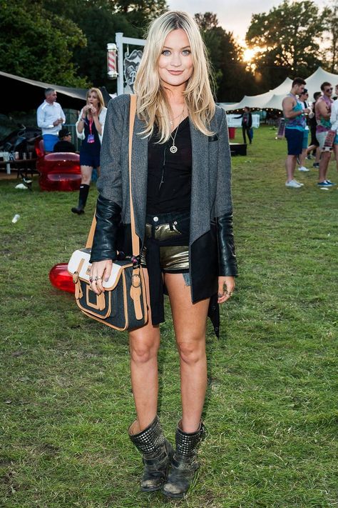 Look Da Festival, Laura Whitmore, Virgin Media, Black Leather Mini Skirt, Cool Blonde Hair, Life Crisis, Festival Looks, Leather Mini Skirts, Festival Fashion