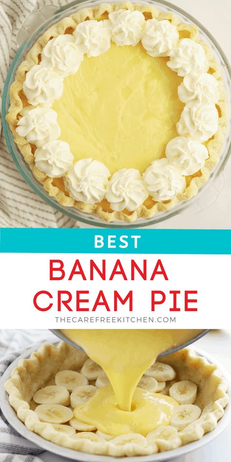 Bababa Cream Pie, Gluten Free Banana Cream Pie Recipes, Banana Cream Pie Dessert Recipes, Easy Banana Pie Recipe, Best Banana Cream Pie Ever, Simple Banana Cream Pie, Recipe For Banana Cream Pie, Fruit Cream Pie, Home Made Banana Cream Pie