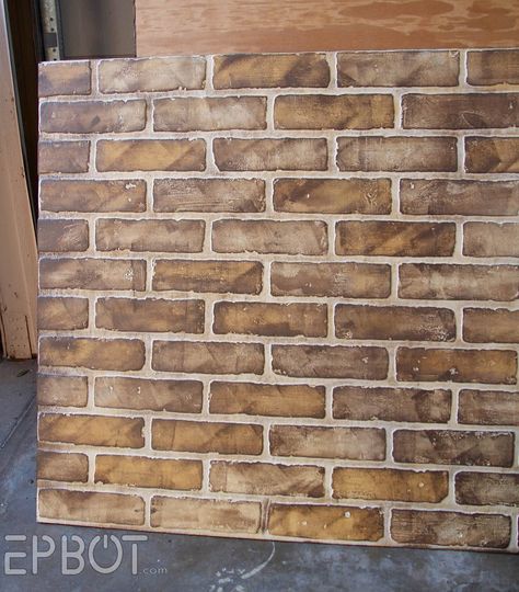 EPBOT: DIY Faux Brick Painting Tutorial Steampunk Decor Diy, Z Brick, Exterior Brick Veneer, Brick Veneer Siding, Brick Veneer Wall, Fake Brick Wall, Faux Brick Wall Panels, Faux Stone Siding, Stone Veneer Panels