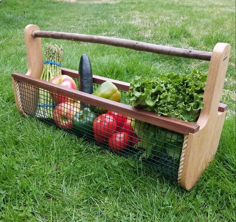 Herb Basket, Foraging Basket, Boy Crafts, Basket Garden, Gathering Basket, Harvest Basket, Garden Basket, Hardware Cloth, Vegetable Basket