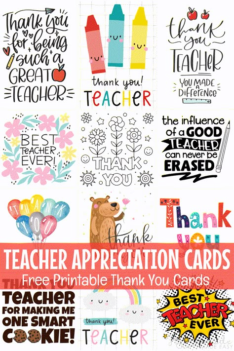 Free Printable Teacher Appreciation Cards Teacher Appreciation Notes, Free Teacher Appreciation Printables, Appreciation Template, Teacher Appreciation Gift Card, Teacher Appreciation Card, Teacher Appreciation Quotes, Teacher Appreciation Gift Ideas, Appreciation Gifts Diy, About Teacher