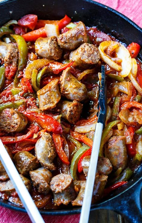 Italian Sausage and Peppers Italian Sausage And Peppers, Sausage Peppers And Onions, Pasta Puttanesca, Sausage Peppers, Italian Sausage Recipes, Sausage Dishes, Sweet Italian Sausage, Sausage And Peppers, Diced Tomatoes