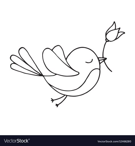 Simple Bird Flying Drawing, Bird Cute Illustration, Bird Illustration Simple, Flying Bird Template, Cute Birds Drawing, Flying Birds Drawing, Outline Art Simple, Bird Outline Drawing, How To Draw A Bird