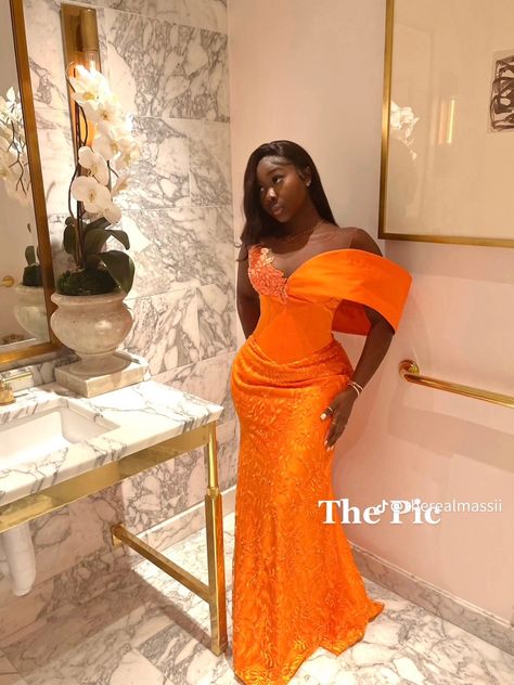 Gold Prom Dresses Black Women, Eid Outfits African, Pink White Dress, Prom Dresses Black Women, Orange Prom Dresses, Nigerian Dress, Nigerian Lace Styles Dress, African Party Dresses, Mama Africa