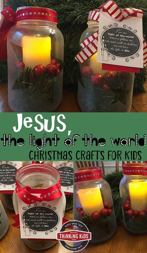 Jesus, the Light of the World Christmas Craft for Kids  Teach your kids about Jesus, the light of the world with this fun and lasting Christmas craft for kids. You'll want to make extras to gift! via @DanikaCooley Light Of The World Craft Sunday School, Christmas Light Crafts For Kids, Christmas Crafts For Middle School Kids, Light Of The World Christmas, Christmas Vbs, Religious Christmas Crafts, Christian Christmas Crafts, Biblical Homeschooling, Christmas Sunday School