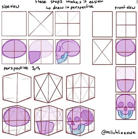 Mitch Leeuwe, Perspective Architecture, How To Draw Manga, Perspective Drawing Lessons, Drawing Cartoon Faces, Draw Manga, 얼굴 그리기, Beginner Art, Drawing Heads