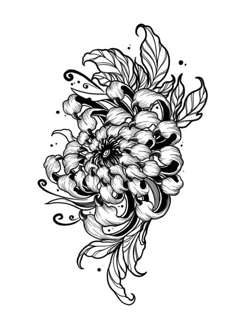 Japanese Flower Tattoo, Chrysanthemum Tattoo, Floral Tattoo Design, Japan Tattoo, Japanese Tattoo Designs, Japanese Tattoo Art, Black Ink Tattoos, Flower Tattoo Designs, Tattoo Sleeve Designs