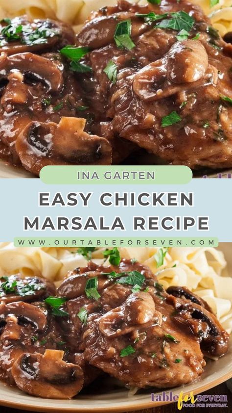 Easy Chicken Marsala Recipe by Ina Garten How To Make Chicken Marsala, Marcella Chicken Recipe, Chicken Maderia Recipes, Chicken Marsala Recipe Easy, Chicken Marsala No Mushrooms, Chicken Marsala Easy Simple, Chicken Recipe With Mushrooms, Dutch Oven Chicken Marsala, Carrabas Chicken Marsala Recipe