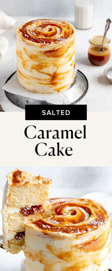 Caramel + Cake = heaven. This caramel cake is decadent, moist, buttery and delicious! #cake #caramelcake #recipe #easy Caramel Layer Cake, Caramel Cake Recipe, Salted Caramel Cake, Caramel Desserts, Caramel Cake, Decadent Cakes, Caramel Recipes, Dinner Healthy, Delicious Cake