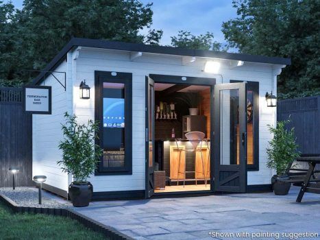 Pub Sheds | Garden Bars | Garden Shed Bar | Summerhouse Bars Garden Shed Conversion, Backyard Sheds Hangout And Storage, Golf Cart Shed Ideas, Backyard Game Room Shed, Shed Turned Into Bar, Outdoor Shed Bar Ideas, Pub Garden Ideas, Bar Shed Backyard, Bar Sheds Ideas Backyards