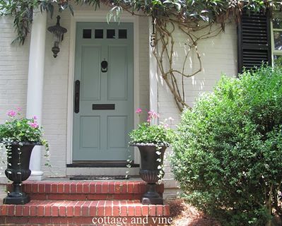 Wythe Blue, Blue Front Door, Black Shutters, Door Paint Colors, Revere Pewter, Door Colors, Pintura Exterior, Painted Front Doors, Front Door Colors