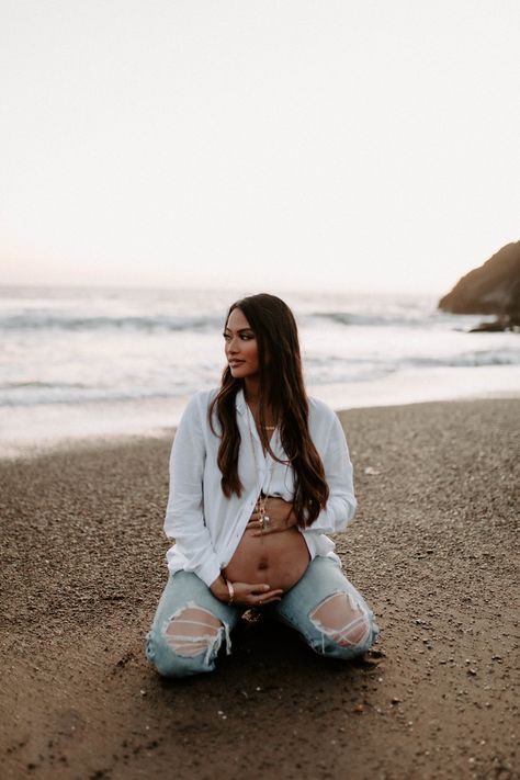 Casual Maternity Beach Photos, Calvin Klein Maternity Shoot Beach, Boardwalk Maternity Photos, Maternity Session On The Beach, Maternity Pics With Jeans, Edgy Beach Photoshoot, Jeans Beach Maternity Shoot, Boat Maternity Photos, Solo Beach Maternity Photos