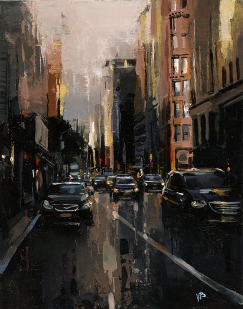 Victor Bauer Cityscape Paintings, Industrial Paintings, Urban Painting, City Sketch, City Painting, Cityscape Art, Cityscape Painting, Learn Art, Daily Paintworks