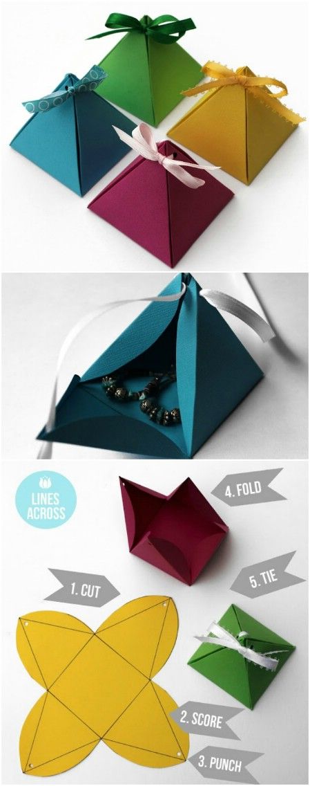 Origami pyramid gift boxes. - 40 Amazing Christmas Gift Wrapping Ideas You can Make Yourself #crafts Hadiah Diy, Amazing Christmas Gifts, For Mom, Creative Diy Gifts, Origami Box, Navidad Diy, Diy Gift Wrapping, Cadeau Diy, Diy Origami