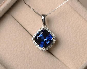 Blue Sapphire Diamond Pendant, Custom Birthstone Ring, Sapphire Diamond Pendant, Blue Sapphire Pendant, Sapphire Necklace Pendants, Blue Sapphire Necklace, Halo Necklace, Tanzanite Diamond, Blue Sapphire Diamond