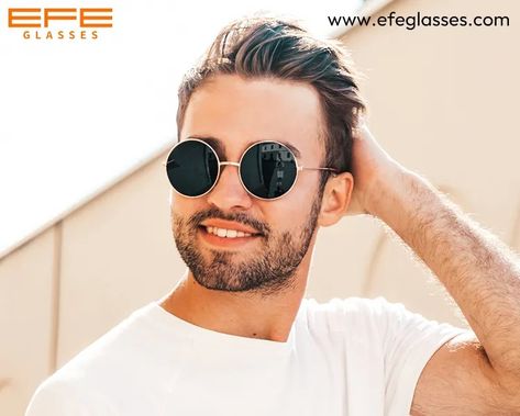 Round men’s sunglasses: A classic shape that complements various face shapes | by EFE - GLASSES | Jan, 2024 | Medium Round Sunglasses Men, Silver Sunglasses, Wide Face, Round Frames, Square Faces, Many Men, Spring Hinge, Eye Protection, Round Face