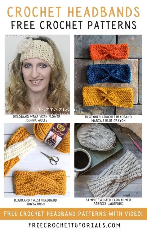 Free Crochet Headband Patterns with Video Free Crochet Headband Patterns, Crochet Ear Warmer Free Pattern, Free Crochet Headband, Crochet Headband Patterns, Crochet Headband Pattern Free, Blue Crayon, Headband Wrap, Crochet Headband Pattern, Crochet Ear Warmer