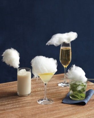 Cotton Candy Cocktail, Candy Clouds, Lemon Drop Martini, Candy Drinks, Vanilla Milkshake, Cotton Candy Clouds, Cocktail Garnish, Munnar, Martha Stewart Weddings