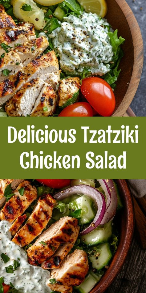 As I prepared the Tzatziki Chicken Salad on a sunny Saturday, laughter filled the kitchen with my partner and kids. The fresh flavors reminded us of family picnics, creating a delicious, vibrant dish that brought us all together, sharing love and joy. Taziki Chicken Salad, Tzatziki Salad, Mediterranean Chicken Salad, Tzatziki Chicken Salad, Tzatziki Chicken, Homemade French Onion Soup, Mediterranean Couscous, Greek Quinoa Salad, Mediterranean Recipes Healthy