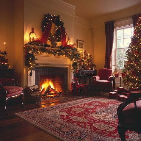 Cozy Holiday Hearth: A warm and inviting living room adorned with festive Christmas decorations and a crackling fireplace. #christmas #fireplace #warmth #cozy #holiday #aiart #aiphoto #stockcake ⬇️ Download and 📝 Prompt 👉 https://ayr.app/l/V5eN Fireplace Landscape, Fireplace Christmas, Inviting Living Room, Cozy Holiday, Christmas Fireplace, Festive Christmas, High Quality Images, Fireplace, Christmas Decorations