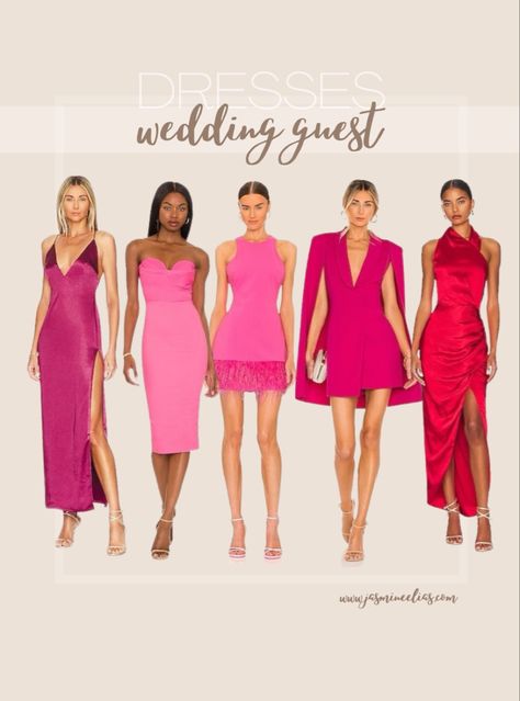 Red and pink wedding guest dresses Magenta Dress Outfit Wedding, Red Wedding Guest Dresses, Wedding Guest Dresses Formal, Red And Pink Wedding, Pink Wedding Guest Dresses, Fuschia Wedding, Magenta Dress, Wedding Colours, Dresses To Wear