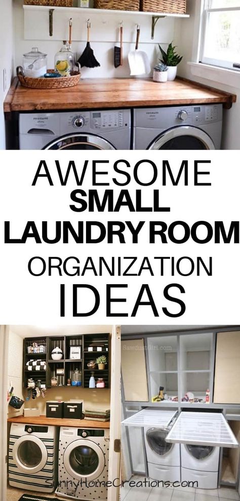 Small Laundry Closet, Small Laundry Space, Laundry Closet Makeover, Laundry Room Organization Ideas, Organization Laundry, Laundry Room Organization Storage, Laundry Shelves, Room Organization Ideas, Small Laundry Room Organization