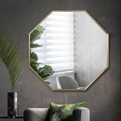 Glam Bathroom Mirror, Mirror With Gold Frame, Decorating With Mirrors, Distressed Bathroom Vanity, Glam Bathroom, Metal Home Decor, Shaped Mirror, Contemporary Wall Mirrors, Interior Decorating Styles