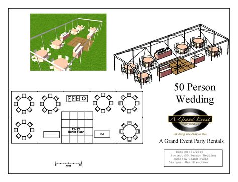 50 Person Backyard Wedding, Wedding Reception Layout 50 Guests, 50 Person Wedding Receptions, 50 Guest Wedding Seating Layout, Outdoor Wedding Setup Layout, 50 Person Wedding Seating, 60 Person Wedding, 50 People Wedding, 50 Person Wedding