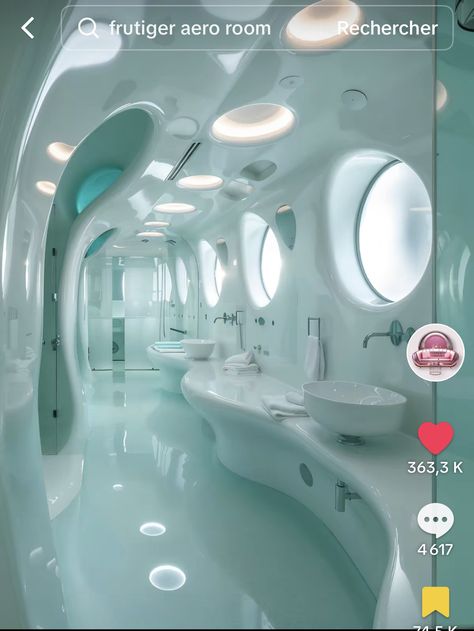 Futuristic Bathroom, Fun Architecture, 2000s Stuff, Futuristic Interior Design, Future Retro, Sims Home, Another Planet, Frutiger Aero, Futuristic Interior