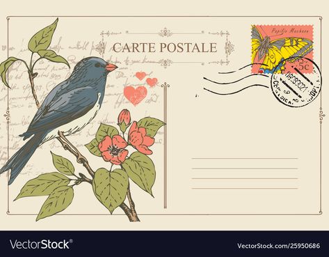 Post Card Design Illustration, Simple Postcard Design, Vintage Postcard Art, Postcard Illustration Design, Vintage Postcard Design, Post Card Design Creative, Post Card Illustration, Postcard Design Ideas, Post Card Art