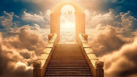 Stairway to heaven in glory, gates of Paradise, meeting God, symbol of Christianity. Generative AI stock images Gates Of Paradise, Symbol Of Christianity, Gates Of Heaven, Technology Illustration, Heaven's Gate, Christian Symbols, Stairway To Heaven, God Loves Me, To Heaven