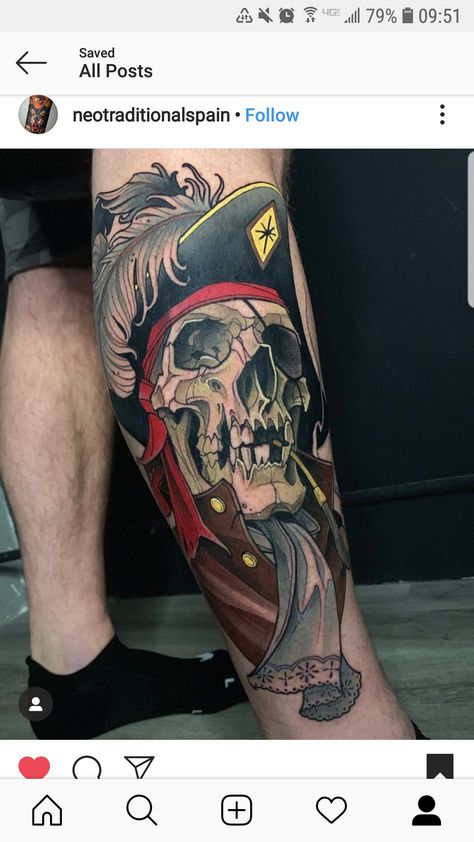 Pirate Skull Tattoos, Neo Tattoo, Skull Reference, Pirate Tattoo, Horror Tattoo, Pirate Skull, Neo Traditional, New Traditional, Skull Tattoos