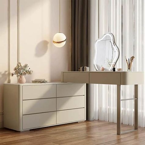 JASIWAY Modern Solid Wood Telescopic Makeup Vanity Desk - Bed Bath & Beyond - 39100911 Vanity For Small Bedroom, Small Makeup Room, Bedroom Cupboard Designs Modern, White Bedrooms, Luxury Vanity, Minimalist Vanity, 2025 Goals, Makeup Vanity Desk, Office Remodel