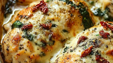 Tuscan Chicken Casserole Recipes, Chicken Lombardi Casserole, Crockpot Tuscan Chicken Recipes, Tuscan Chicken Oven, Baked Tuscan Chicken Casserole, Tuscan Casserole, Tucson Chicken, Tuscan Chicken Crockpot, Baked Chicken Dinner Ideas