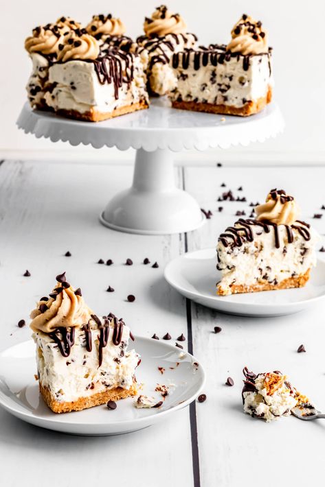 Cookie Dough Cheesecake Recipe | Bonni Bakery Bonni Bakery, Chocolate Chip Cookie Dough Cheesecake, Easy Cookie Dough, Cookie Dough Cheesecake, No Bake Cookie Dough, Cheesecake Mix, Springform Pan Cake, Raw Cookie Dough, Impressive Desserts