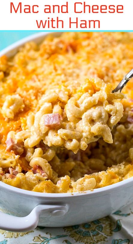 A creamy cheesy macaroni and cheese with diced ham and a buttery panko crumb topping. Mac And Cheese With Ham, Ham Mac And Cheese, Xmas Menu, Mac And Cheese Casserole, Spicy Southern Kitchen, Bake Mac And Cheese, Resep Pasta, Ham Casserole, Leftover Ham Recipes