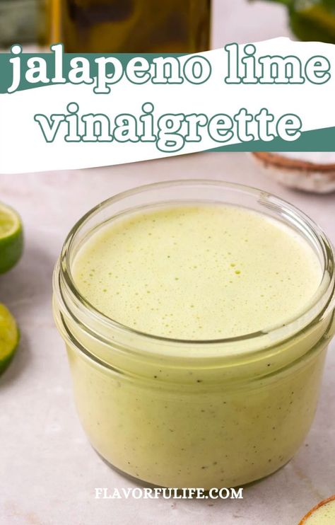 Vinaigrette Salad Dressings, Lime Salad Dressing, Cilantro Lime Vinaigrette, Vinaigrette Salad, Taco Salads, Jalapeno Recipes, Lime Vinaigrette, Salad Dressing Recipes Homemade, Homemade Condiments