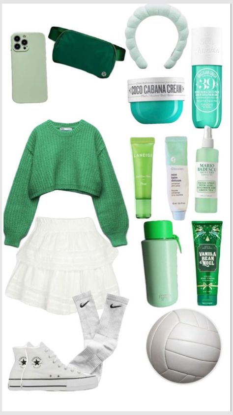 Preppy Outfits Green, Preppy Green Outfit, Aesthetic Green Smoothie, 6th Grade Outfit Ideas, Back To School 6th Grade, Sporty Girl Aesthetic, Closet Preppy, Christmas Outfit Dresses, Aesthetic School Outfits