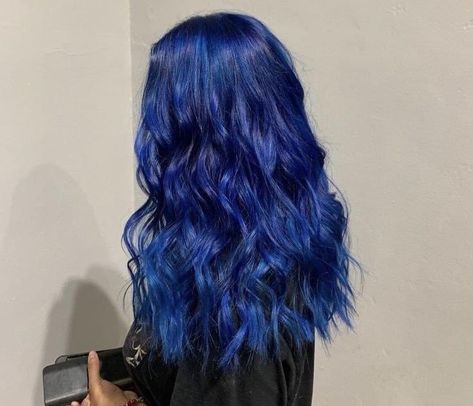 Cobalt Hair Color, Dark Royal Blue Hair, Splat Blue Hair Dye, Dark Blue Hairstyles, Cobalt Blue Hair, Sapphire Blue Hair, Long Blue Hair, Electric Blue Hair, Bright Blue Hair